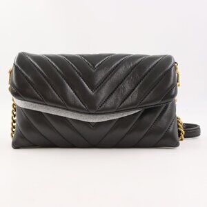 NWD Quince Italian Leather Quilted Wallet Crossbody Bag in Black/Gold Hardware